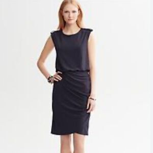 Banana Republic Tulip Navy Stretchy Career Office Classic Pencil Dress Size M